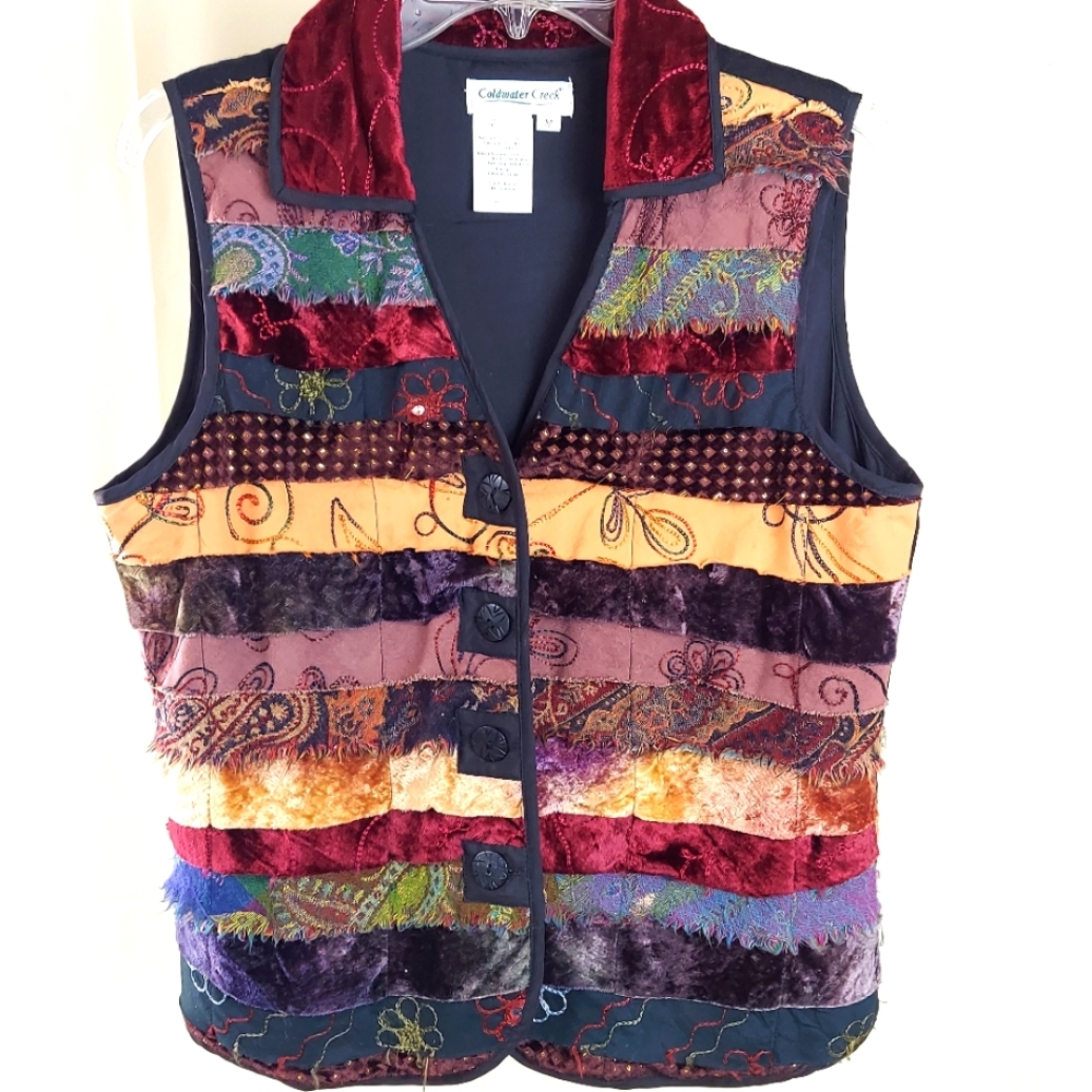 Coldwater Creek Boho Gypsy Patchwork Vest Size Medium